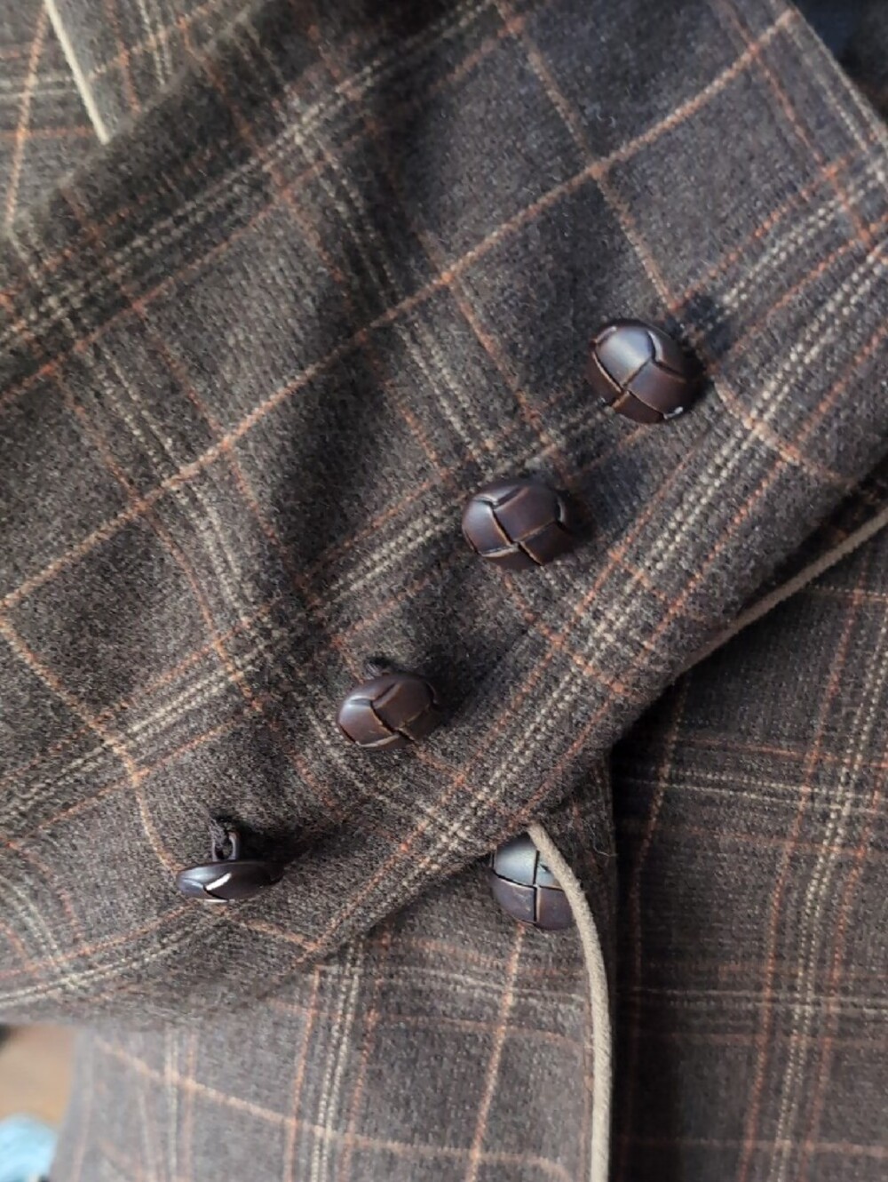 Brown Windowpane Women's Tailored Blazer 42p - Picture 5 of 8